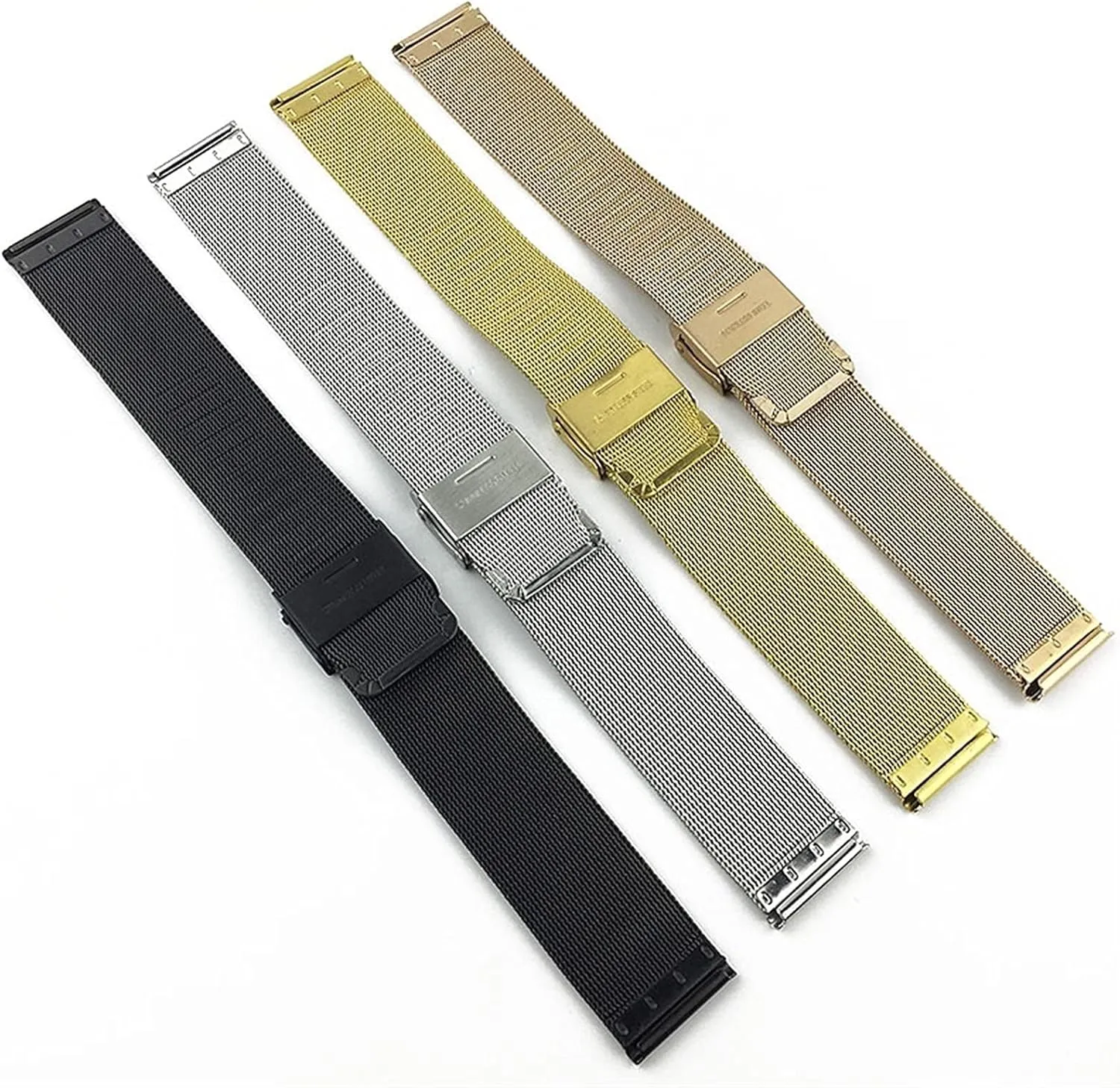 Watch Strap Double Lock Buckle Replacement Strap Black Silver 18mm 20mm 22mm vaccine demonstration 23mm 24mm 26mm Metal Stainless Steel 