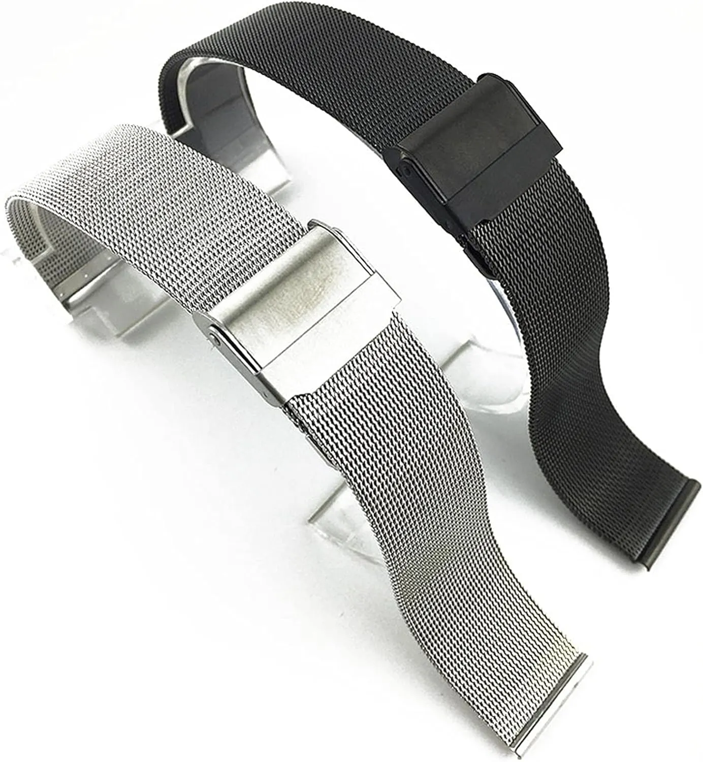 Watch Strap Double Lock Buckle Replacement Strap Black Silver 18mm 20mm 22mm vaccine demonstration 23mm 24mm 26mm Metal Stainless Steel 