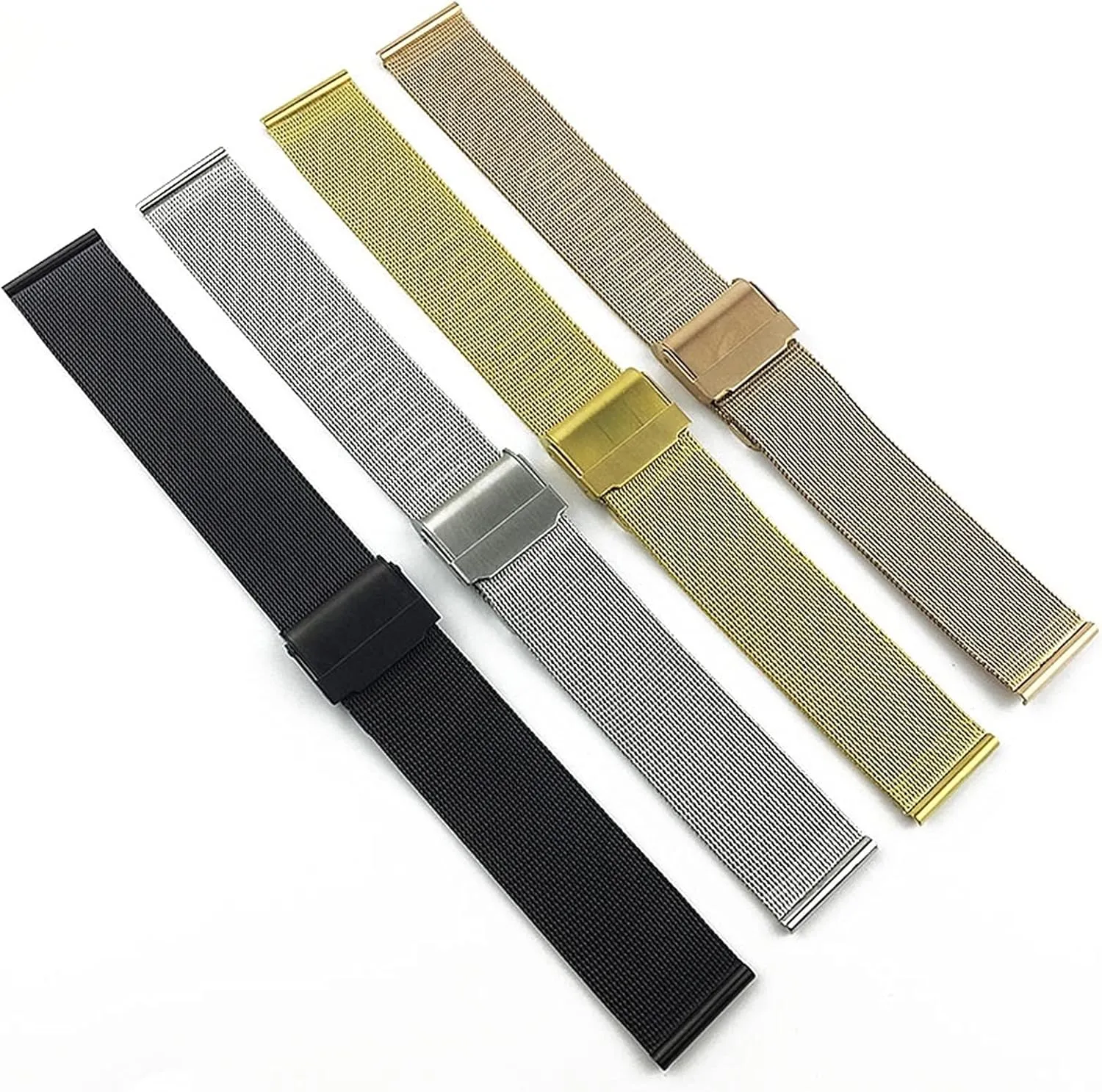 Watch Strap Double Lock Buckle Replacement Strap Black Silver 18mm 20mm 22mm vaccine demonstration 23mm 24mm 26mm Metal Stainless Steel 