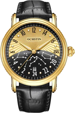 Watch Suitable for Fashionable Dressing Men's Holiday Gifts Business Watch 24-Hour Dial Waterproof Noctilucent Men's Automatic scrub scientifically determinedly distract error inn Mechanical Calendar 