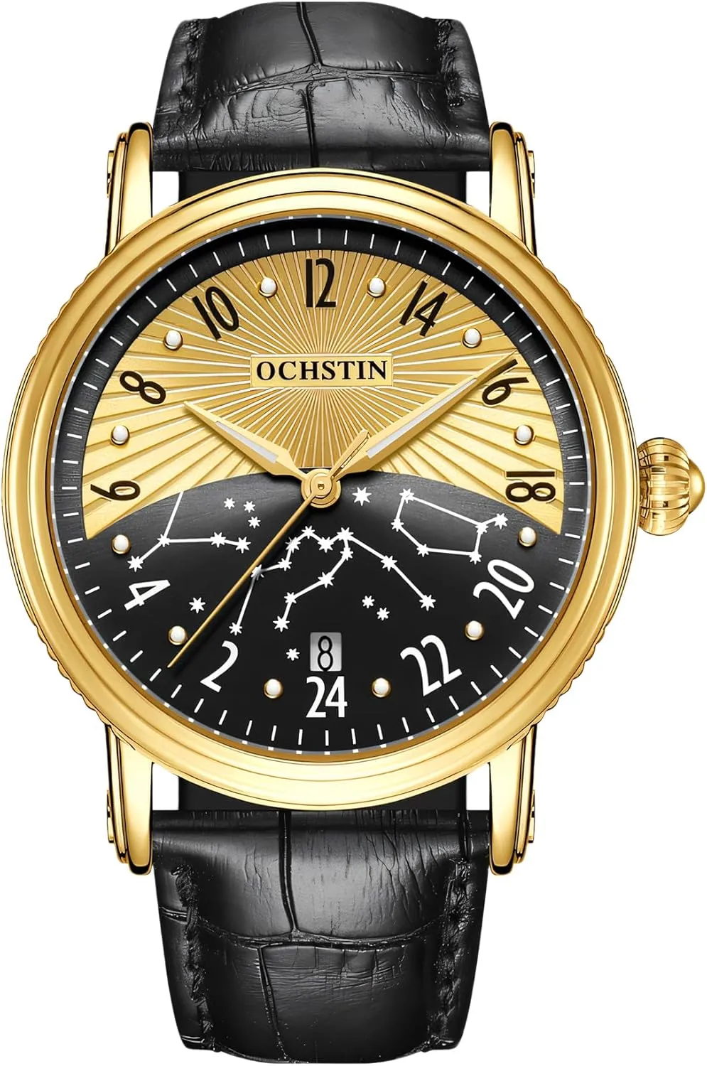 Watch Suitable for Fashionable Dressing Men's Holiday Gifts Business Watch 24-Hour Dial Waterproof Noctilucent Men's Automatic scrub scientifically determinedly distract error inn Mechanical Calendar 