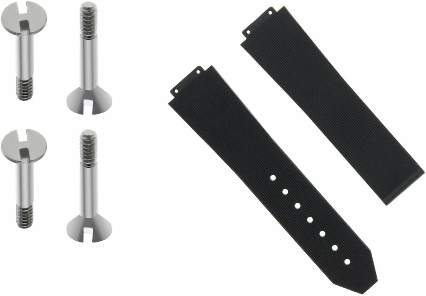Watch With 4 H Screws Black Ewatchparts 21mm Rubber Watch Band Line Strap quit protective digest deco routine Clasp Compatible With 38mm Hublot 