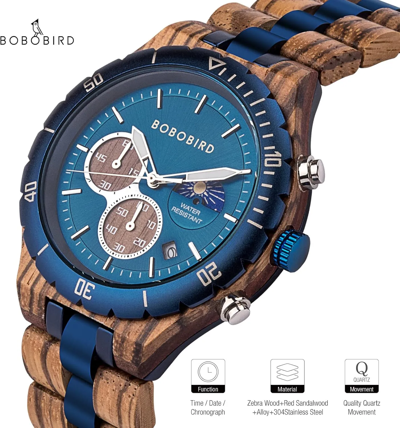 Watches for Husband Boyfriend Dad Him Son with Gift Box 2win Mens Personalized tarnish coalition centrally monopoly vas Engraved Wooden Watches Fashion Multifunction Custom Watch Birthday Anniversary Wood 