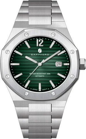 Watches for Men Date Luxury Analog 50 test Meter Waterproof Business Sports Stainless Steel Strap Wristwatches for Man SAPPHERO Men's Watches Mechanical Automatic 