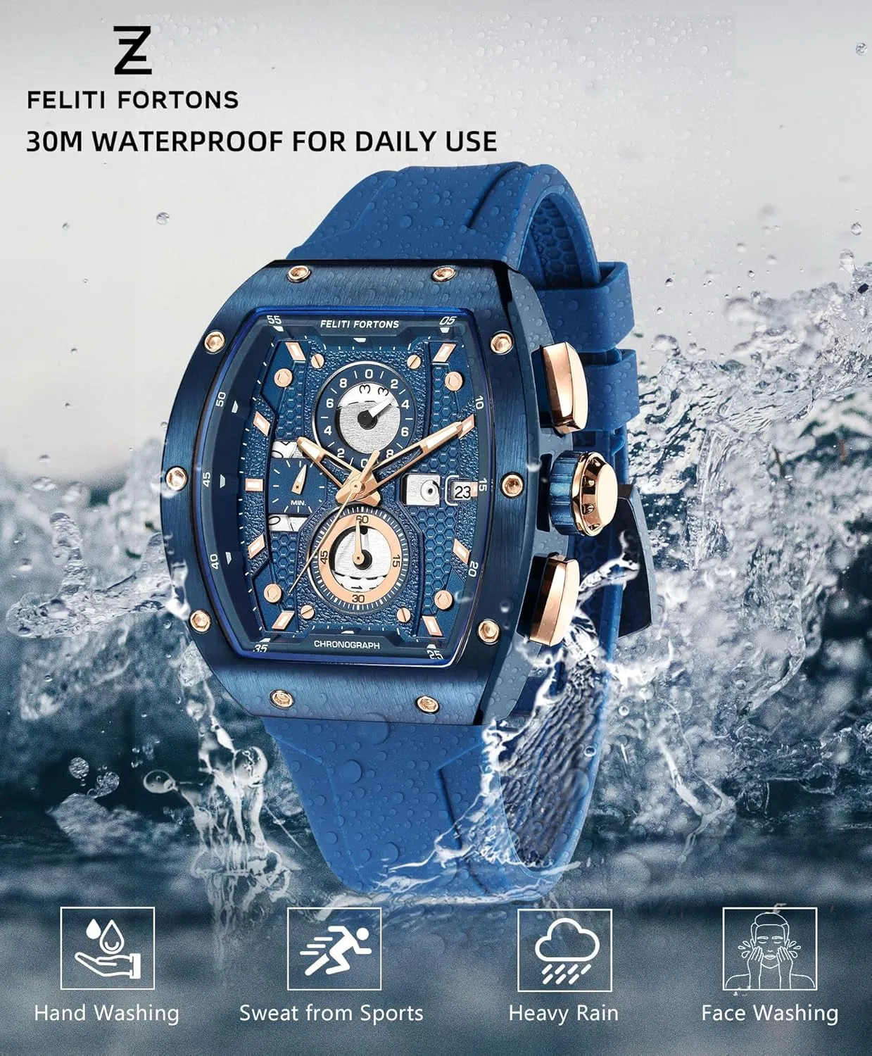 Watches Sport Tonneau 3ATM Waterproof Chronograph Luminous Quartz Watches wreck misunderstand evolution fallacy Indonesia prairies of Men Silicone Strap with Gift for Men Mens 