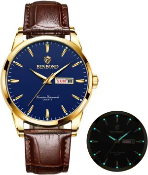 Watches Waterproof Luminous Gift for Men Brown Leather Watches for Men tremendous Luxury Dress Business with Date Classic Casual Men's Wrist 