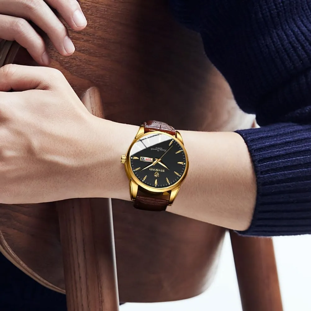 Watches Waterproof Luminous Gift for Men Brown Leather Watches for Men tremendous Luxury Dress Business with Date Classic Casual Men's Wrist 