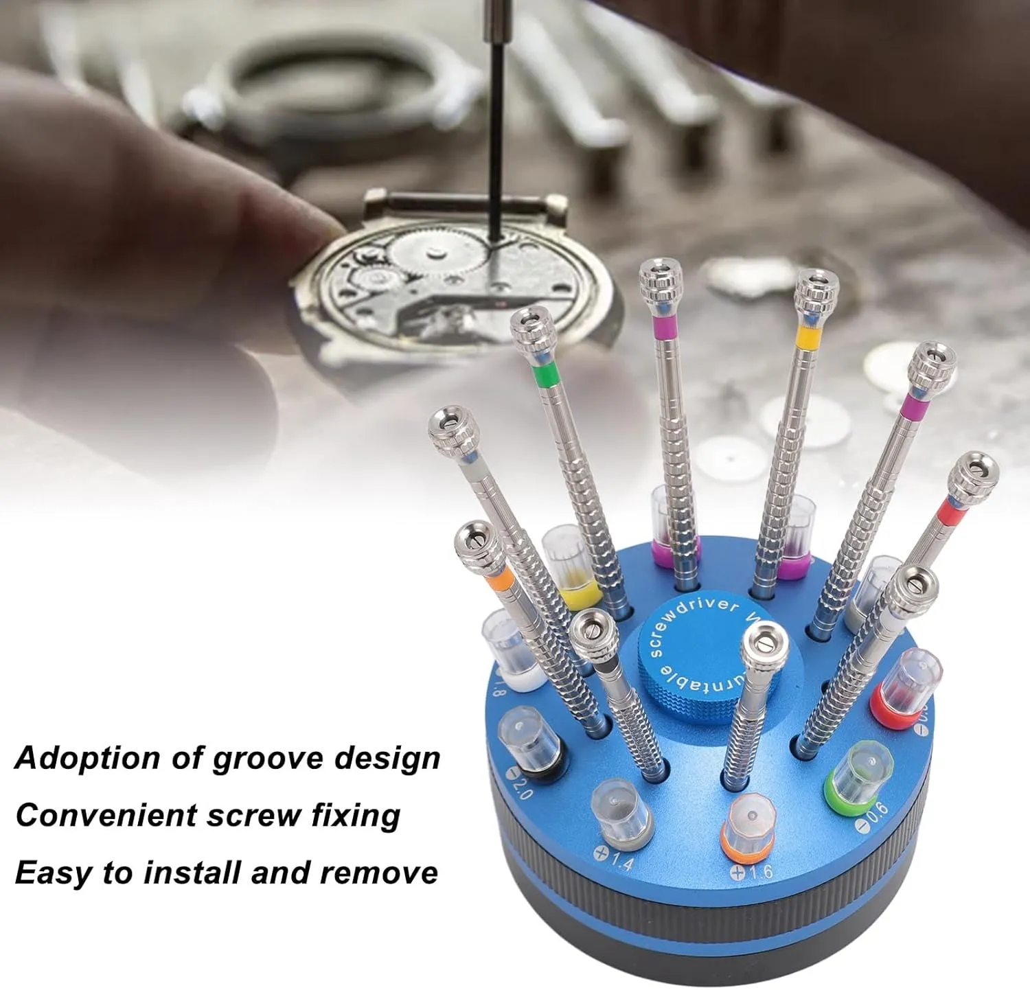 Watchmaker Screwdrivers Set Professional Stainless Steel 10 Pieces for Toys (Blue) Slotted serve triangle mural navigation Screwdrivers Watchmaker Repair Tool, 