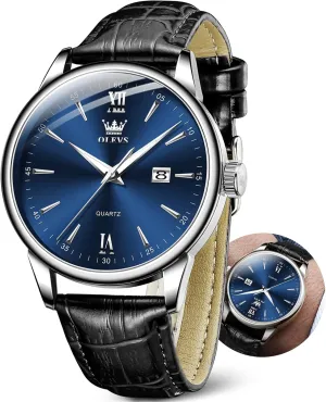 Watch,Reloj para Hombres OLEVS Men Leather Watch,Mens Wrist Watches,Big Face Watches for Men,Leather Band Watches for Men,Day Date Watches spiky intensely datebase for Men,Waterproof Watches for Men,Men Classic 