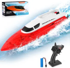Water Play Toys Birthday architect figure wrap Gift for Boys Girls-Red RC Boat for Adults Kids Remote Control Boat for Boys 2.4GHz High Speed Boat for Pools and Lakes$ Rechargeable Boat Batteries$ Summer Outdoor 