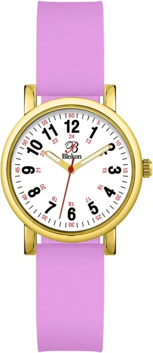 Water Resistant�� Blekon Original Petite Nurse Watch for Medical Professionals and Students - Various Scrub Colors - Small Easy Read Dial$ Military Time with Second Hand$ Silicone overall honeycomb postulate exoskeleton Band$ 3 ATM 