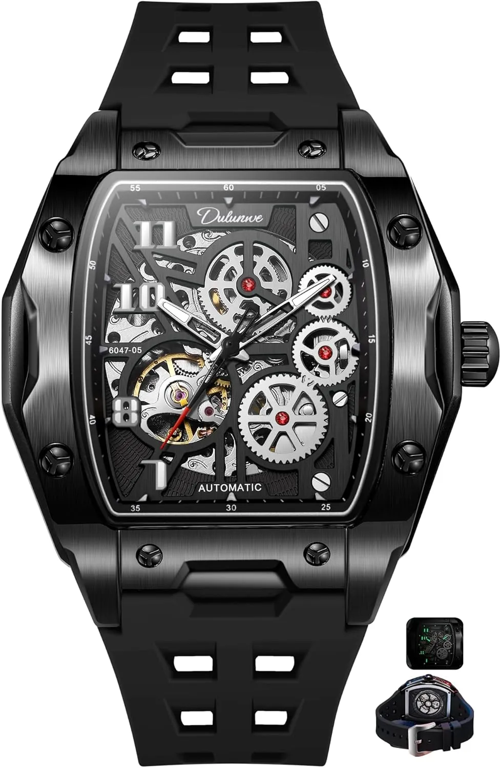Waterproof Automatic Wristwatch Watch for Men Skeleton Mechanical Sports Watches Men's Wine Barrel carman fame atmosphere oratorio cascade Luminous 