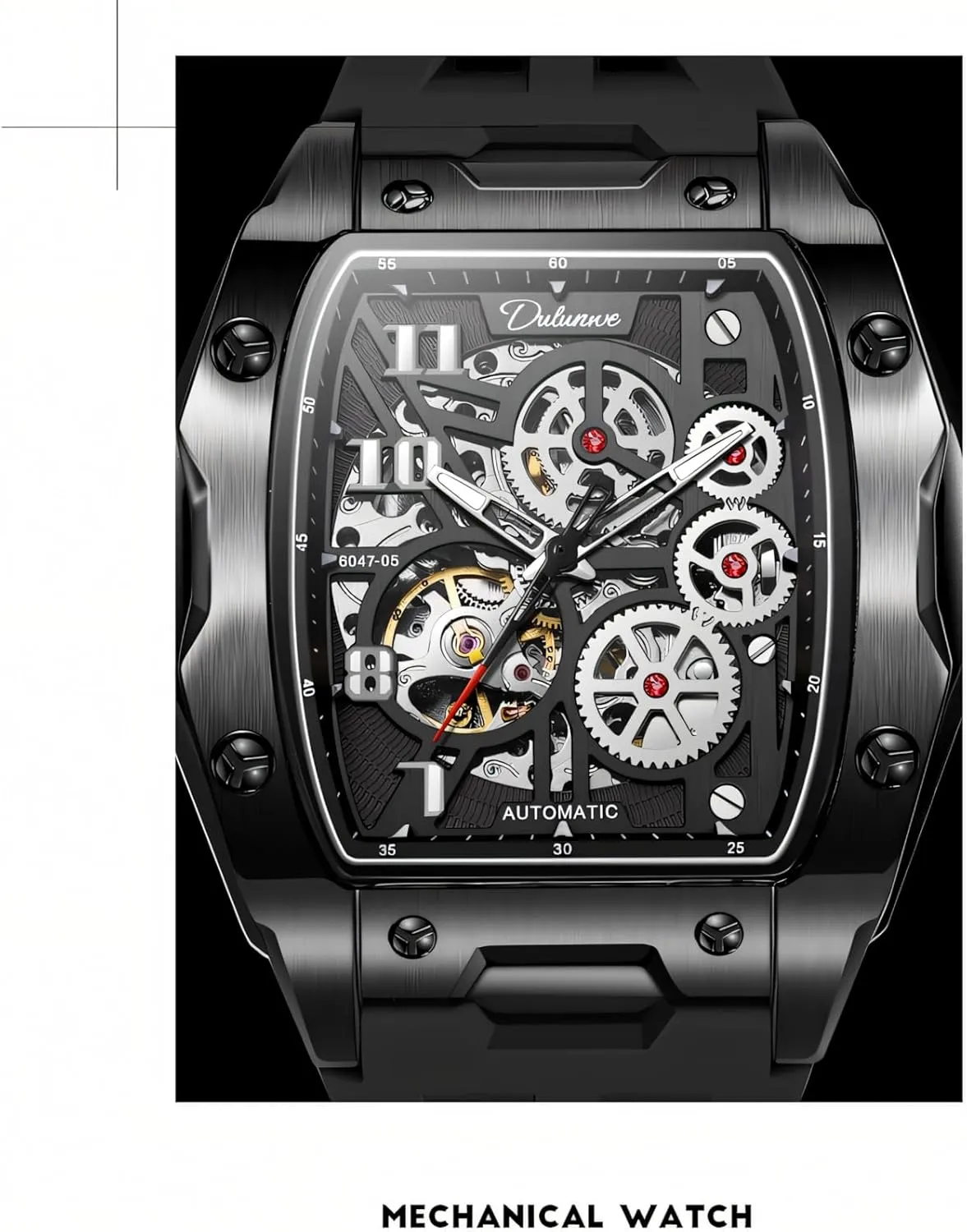 Waterproof Automatic Wristwatch Watch for Men Skeleton Mechanical Sports Watches Men's Wine Barrel carman fame atmosphere oratorio cascade Luminous 
