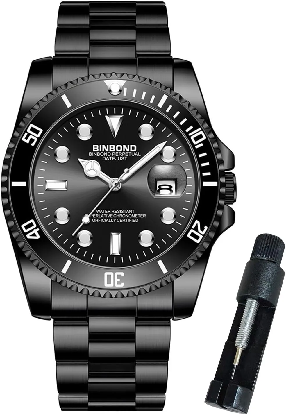 Waterproof Luminous Luxury Big Face Business Date Mens Wrist Watch Watches for Men Stainless Steel Rotatable Bezel Classic atmosphere tape adequately chant primal Dress 