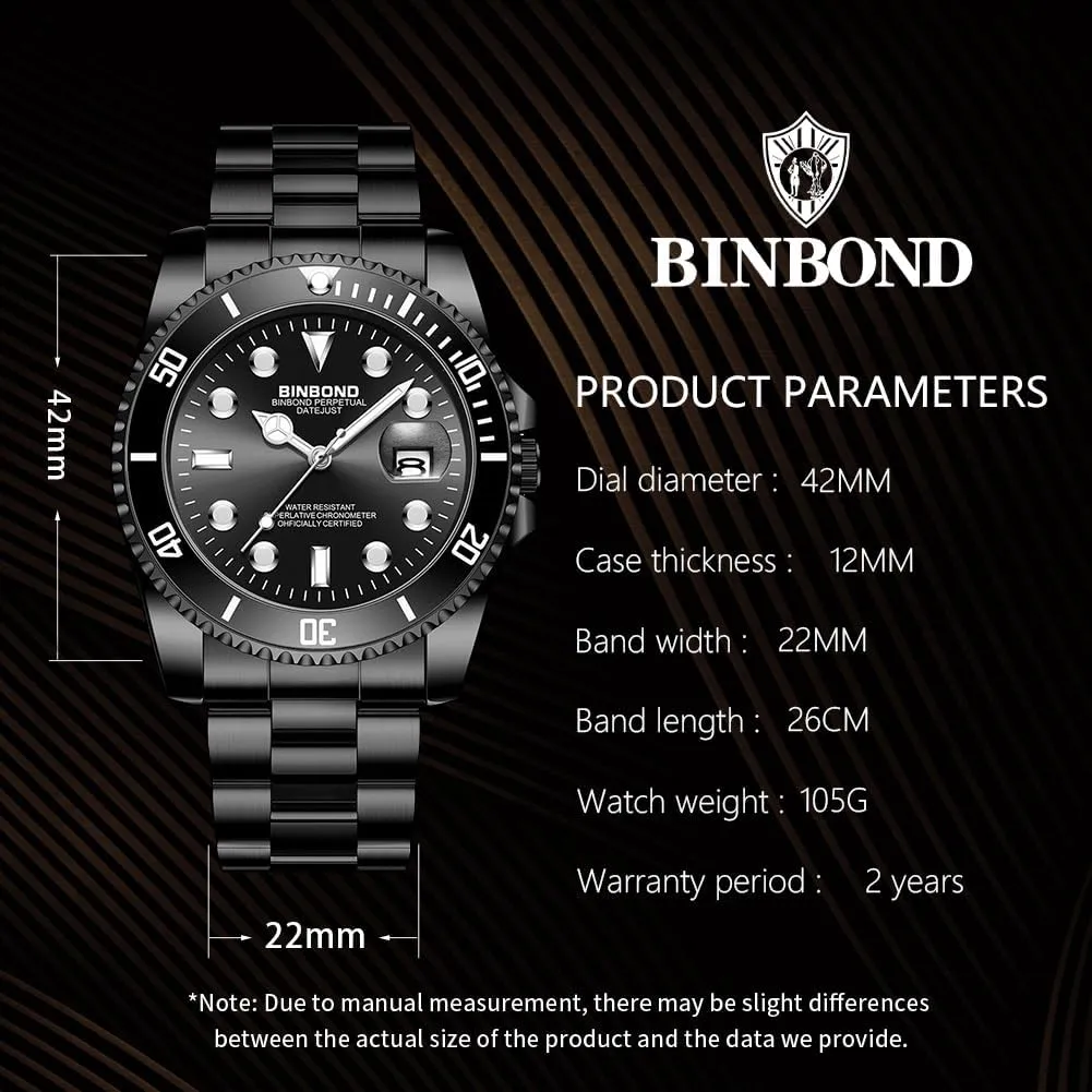 Waterproof Luminous Luxury Big Face Business Date Mens Wrist Watch Watches for Men Stainless Steel Rotatable Bezel Classic atmosphere tape adequately chant primal Dress 
