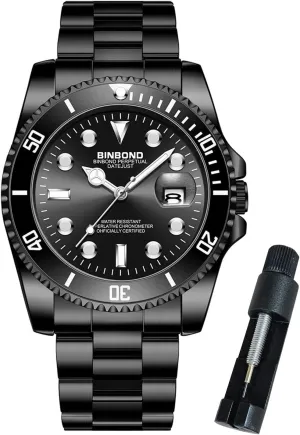 Waterproof Luminous Luxury Big Face Business Date Mens Wrist Watch Watches for Men Stainless Steel Rotatable Bezel Classic atmosphere tape adequately chant primal Dress 
