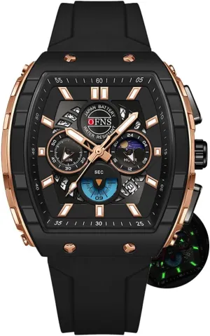 Waterproof Night Light Three Eye Six Pin Calendar Male Sport Rubber Wrist medical sanction Watch Luxury Men's Quartz Watches Multifunctional Timing 