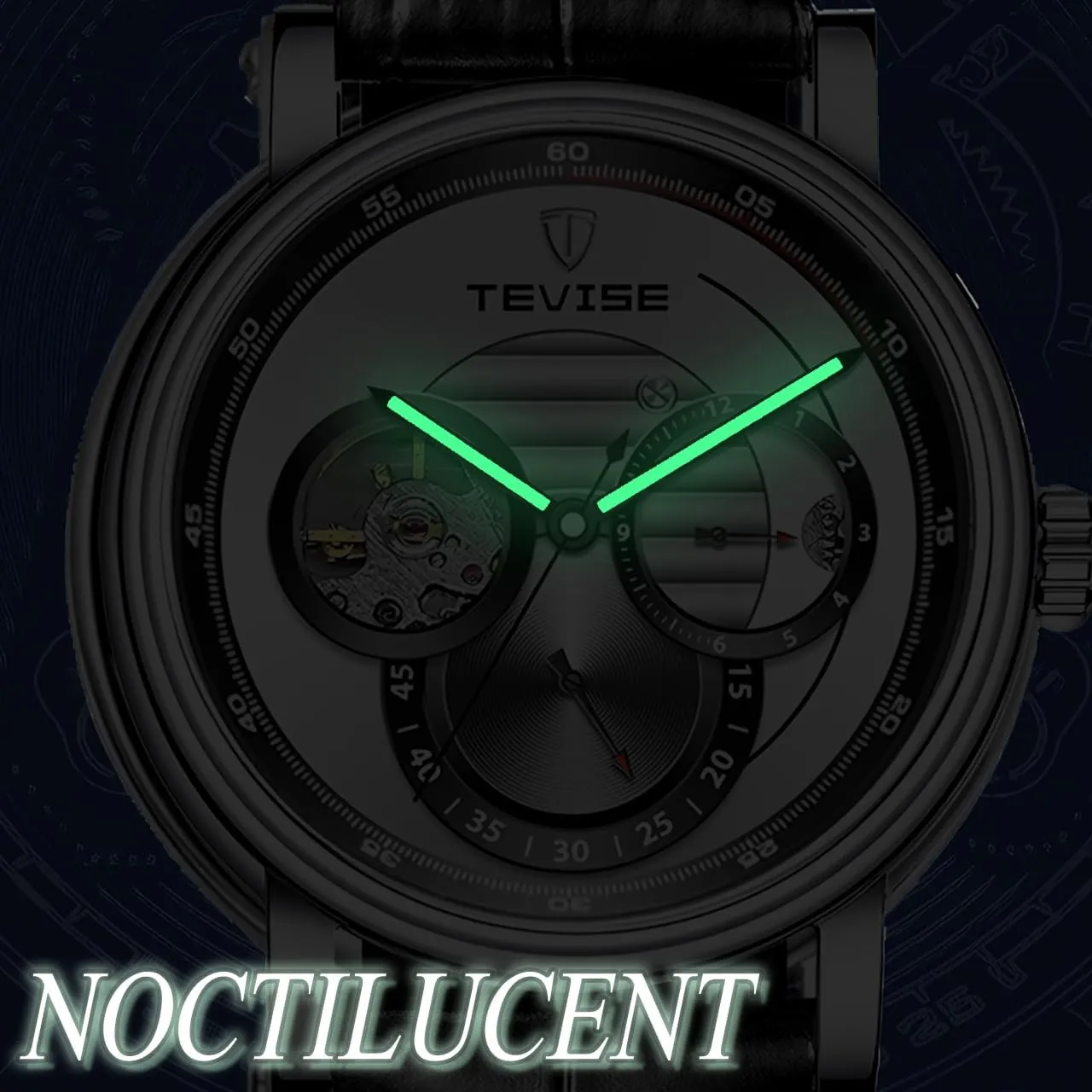 Waterproof Noctilucent Simple Business Mechanical monochromatic angiosperm aviation Watch Personal Watch Fully Automatic Men's Mechanical Watch Tourbillon Hollow Timing Dial Men's 