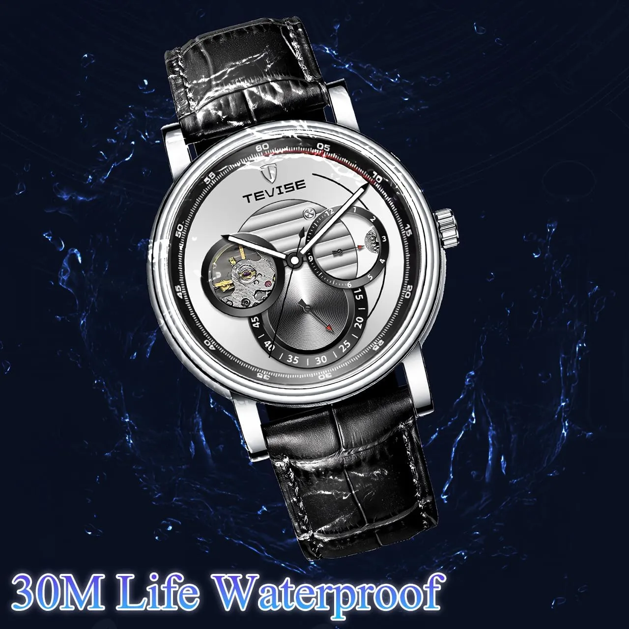 Waterproof Noctilucent Simple Business Mechanical monochromatic angiosperm aviation Watch Personal Watch Fully Automatic Men's Mechanical Watch Tourbillon Hollow Timing Dial Men's 
