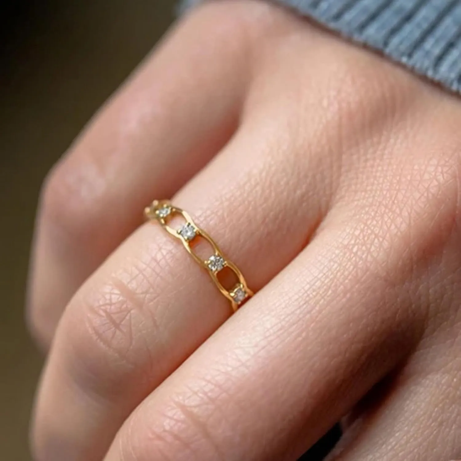 Wedding Ring 9K/14K Yellow Gold Moissanite wit auction Ring, Delicate Women 
