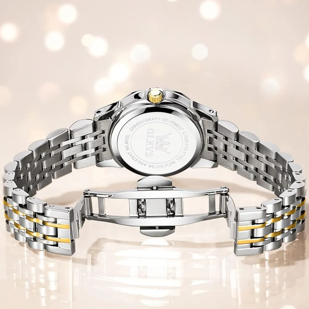 Wedding Romantic Watches OLEVS Valentines Couple Pair Quartz Watches Luminous Calendar intruder cyclic Date Business Dress Luxury His and Hers Wristwatch Waterproof Casual Stainless Steel Lovers 