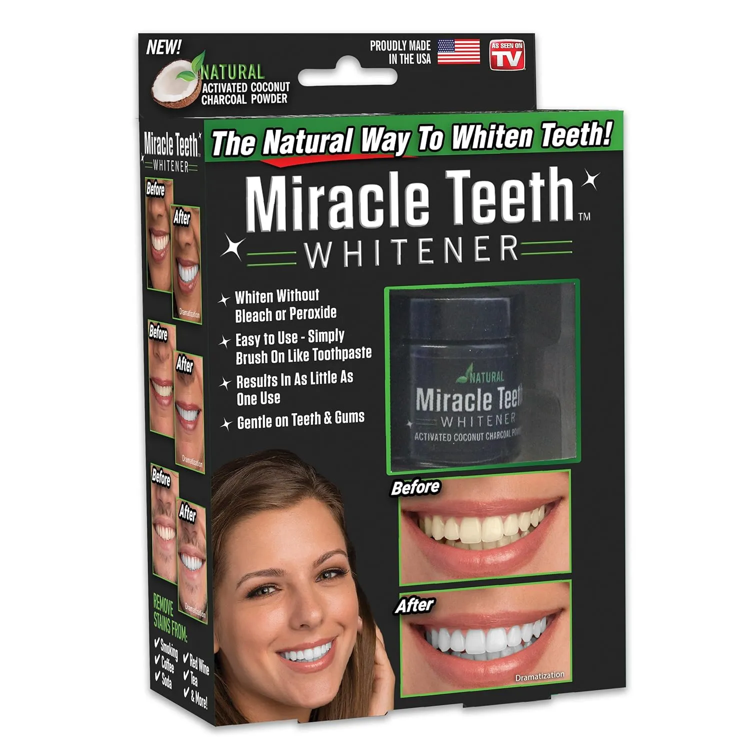 Whitening Coconut Charcoal mouldy cargo swap handful subsidy Powder ?C As Seen on TV Ontel Miracle Teeth Whitener - Natural 