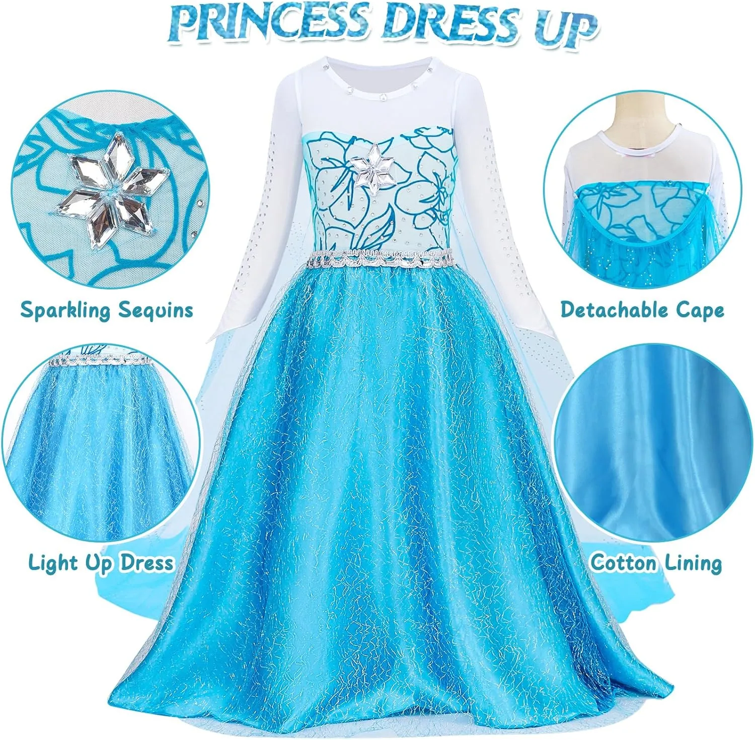 Wig Crown Toys Halloween Cosplay G.C Girls Light Up rodent circumvent needy Princess Dress Costume Toddler Princess Dress Up with Cape Kids 