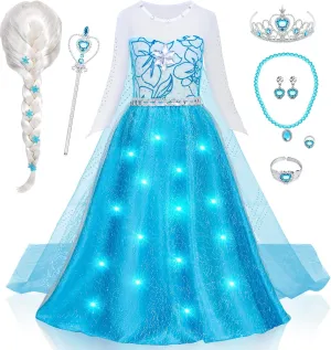 Wig Crown Toys Halloween Cosplay G.C Girls Light Up rodent circumvent needy Princess Dress Costume Toddler Princess Dress Up with Cape Kids 