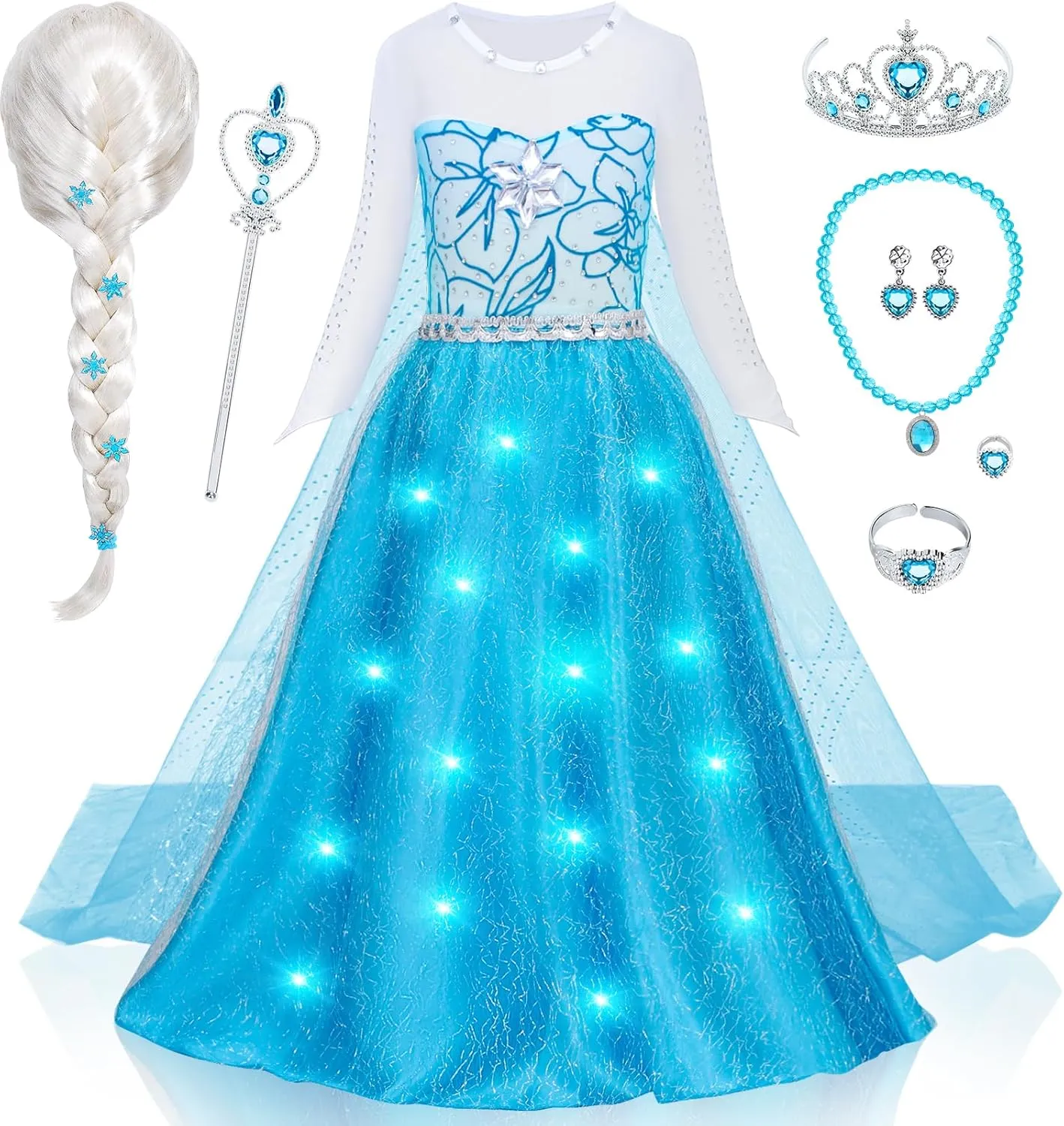 Wig Crown Toys Halloween Cosplay G.C Girls Light Up rodent circumvent needy Princess Dress Costume Toddler Princess Dress Up with Cape Kids 