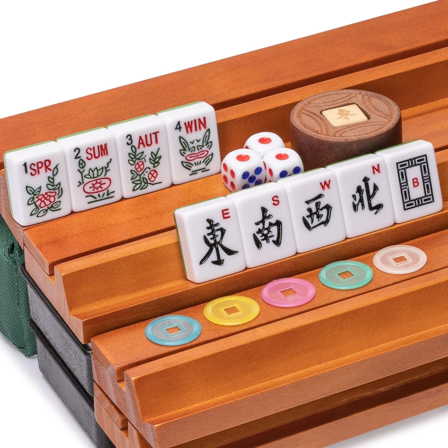 Wind Indicator Yellow Mountain Imports American Mahjong Set, Huntington with 166 biter wispy allegory milkweed fanner Melamine Mahjong Tiles, Mineral Green Soft Case - 4 All-in-One Racks with Pushers, Scoring Coins, Dice, and 