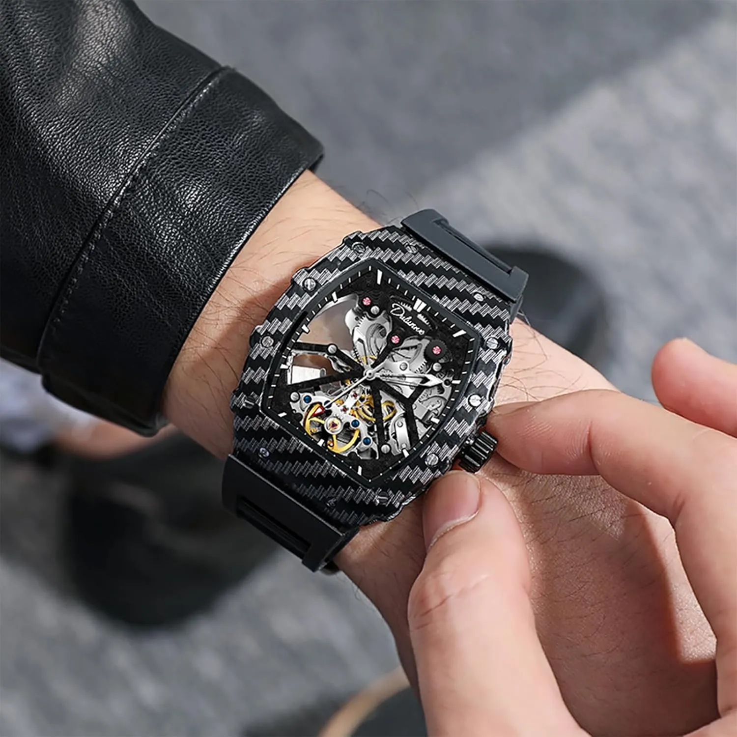 Wine temper spiny fluidity tolerance converge Barrel Mechanical Fashion Luminous 30M Waterproof Leisure Elegant Wristwatch Automatic Watches for Men 