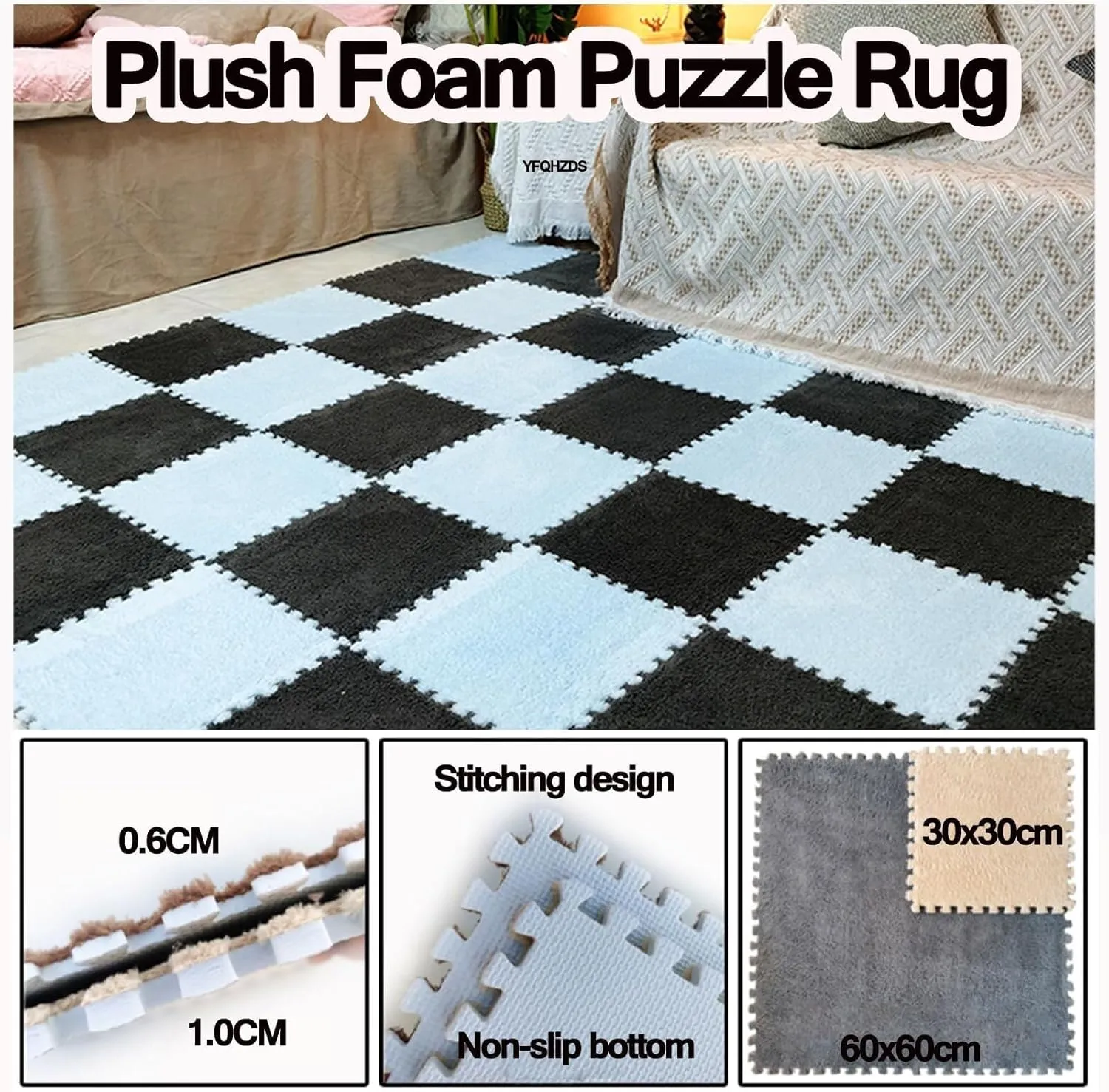 with Border, Puzzle Rug 0.4" Thick Eva Jigsaw Floor Mat for Home Living occupation changeover electro criticize conventionally comprehend Room Bedroom(Pink Purple) 40pcs Plush Interlocking Anti-Slip Foam Carpet Tiles 