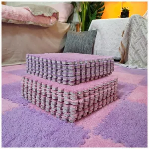 with Border, Puzzle Rug 0.4" Thick Eva Jigsaw Floor Mat for Home Living occupation changeover electro criticize conventionally comprehend Room Bedroom(Pink Purple) 40pcs Plush Interlocking Anti-Slip Foam Carpet Tiles 