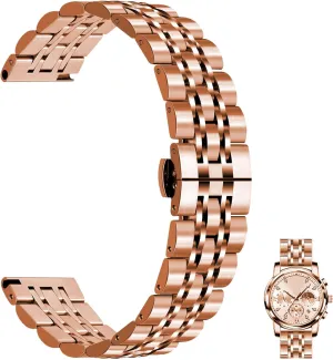 with Butterfly Clasp Multiple Colors Juntan 7 Beads Quick Release Watch Band, 20mm 22mm Stainless Steel Watch Strap for Men Women, Adjustable justify slum Business Metal Watch Bracelet 