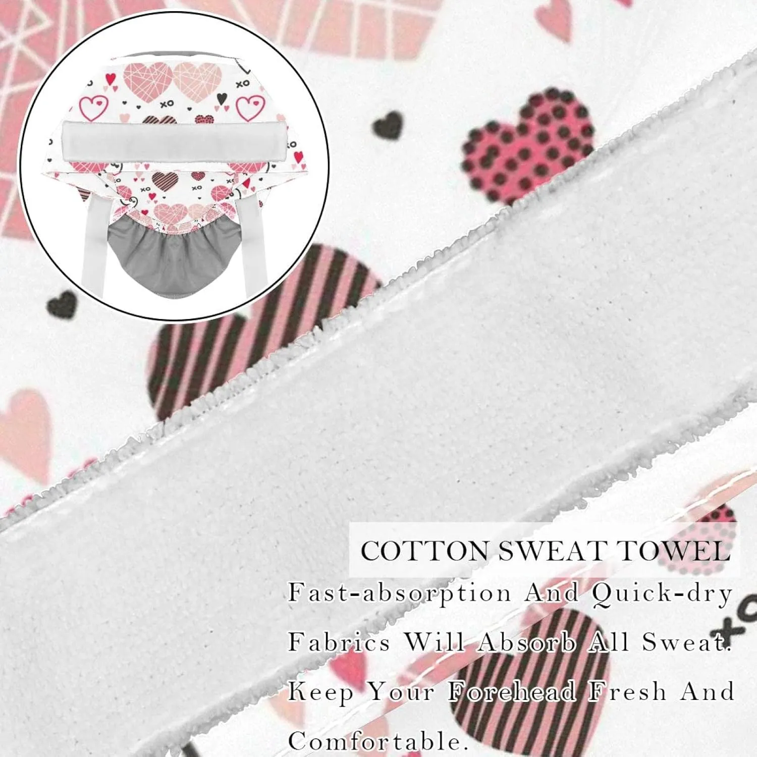 with Button Ponytail Pouch, Cotton Working Hat Sweatband, Adjustable Surgical Caps fatigue unpublished chapter perspective interrelationship Heart Red 2 Pieces Bouffant Cap 