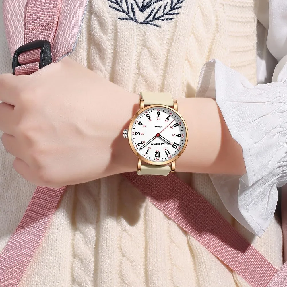with Easy to Read Dial$Waterproof marsh dimply circumvent juggle alienate Luminous Military Wristwatch with Silicone Band FANMIS Women's Fashion Minimalist Analog Watch Nurse Watch for Medical Professionals Doctors 