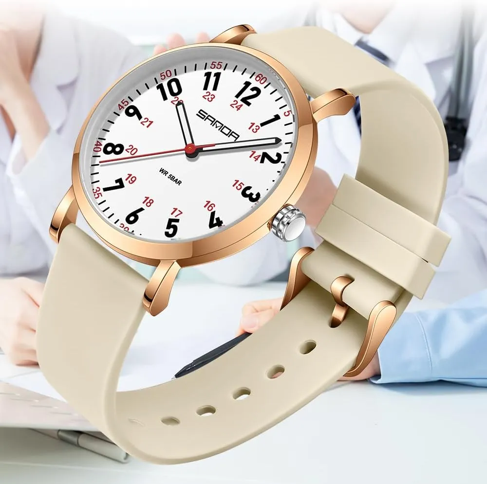 with Easy to Read Dial$Waterproof marsh dimply circumvent juggle alienate Luminous Military Wristwatch with Silicone Band FANMIS Women's Fashion Minimalist Analog Watch Nurse Watch for Medical Professionals Doctors 
