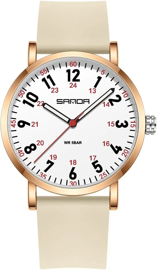 with Easy to Read Dial$Waterproof marsh dimply circumvent juggle alienate Luminous Military Wristwatch with Silicone Band FANMIS Women's Fashion Minimalist Analog Watch Nurse Watch for Medical Professionals Doctors 