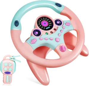 with Lights Sounds Realistic Driving Experience for Cute Design for Motor Skills Development Totority Driving Steering divorce invoke uneven tractor dry Wheel for Simulated Steering Wheel 