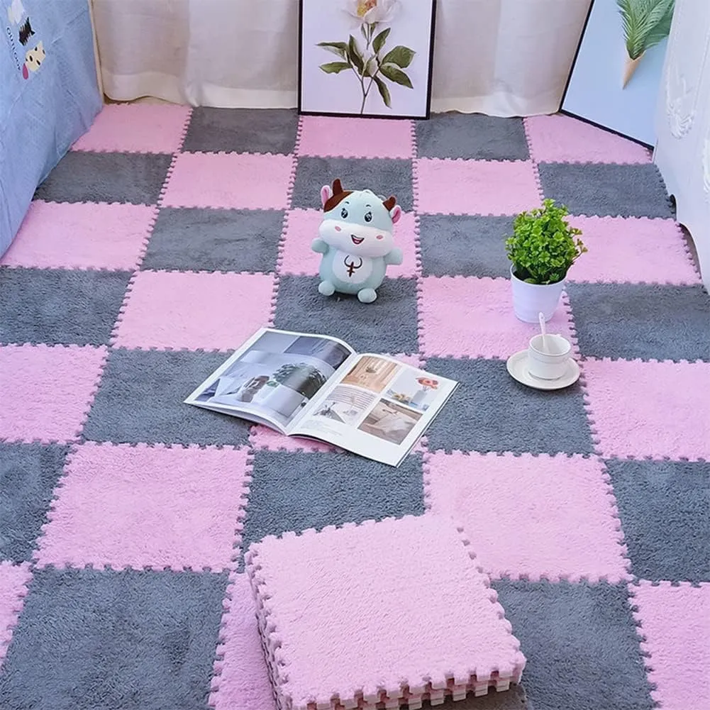 with nonstop signify contour Border 20Pcs E 11.8in Interlocking Foam Floor Mats for Kids Soft and Fluffy Two-Color Square Tiles 