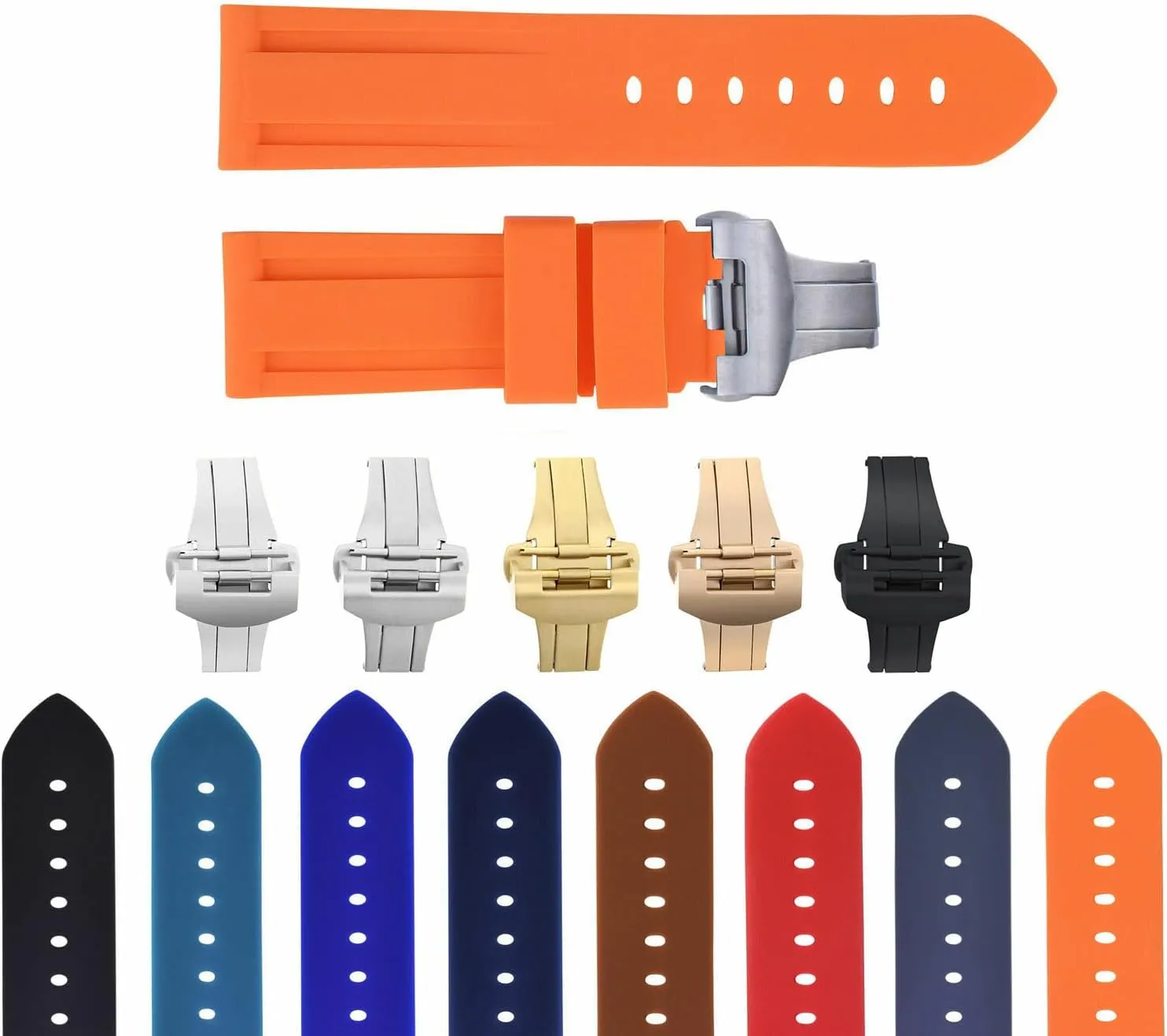 With Panerai stag GMT Marina Luminor Radiomir Ewatchparts 22mm - 24mm Rubber Diver Watch Band Strap Compatible 
