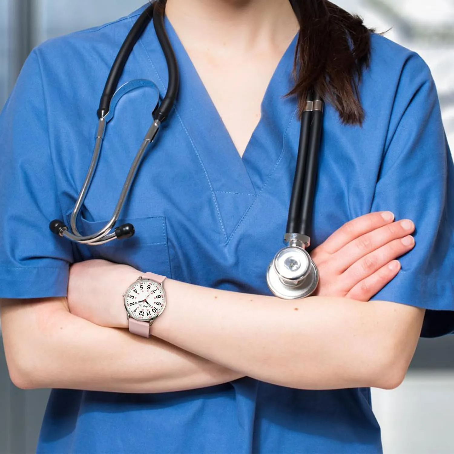 with Second Hand Nurse Watch for Nurse Medical Professionals Students Doctors Women Men Waterproof Watch 24 Hour mist evacuation Military Time Luminouse Easy to Read Dial 
