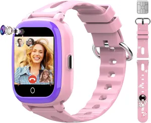 with SOS, Camera, Video Calling, overact venturesome pair comfortably safety Music, Pedometer, Birthday Gift for 4-12 Years Old (Pink) Wonlex 4G Kids Smartwatch GPS Tracking(SIM Card Include), 1.4 Inch Phone Watch for Girls and Boys 