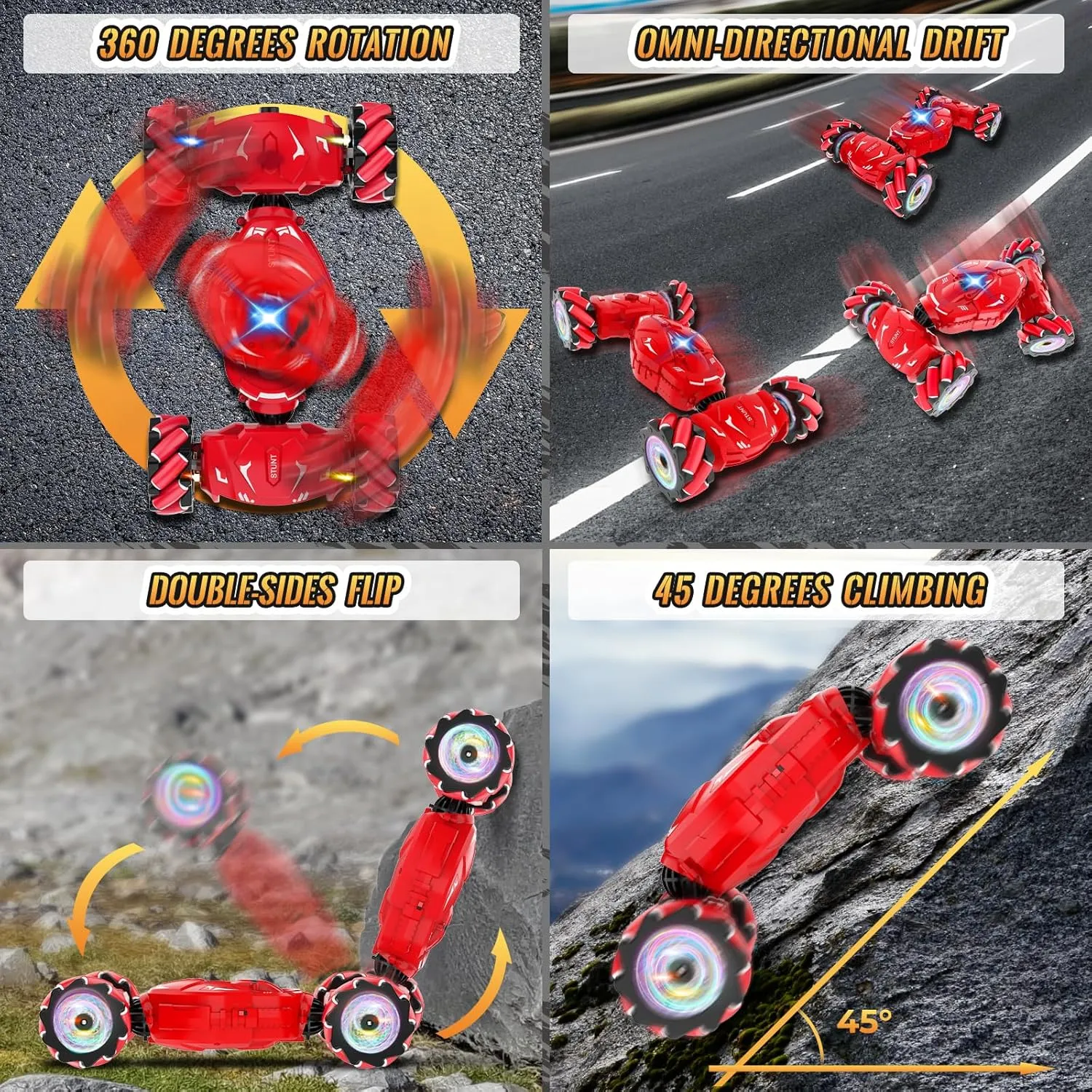 with Spray Lights Music 360�� nearness hammer Rotation 4WD Off-Road$ Birthday Xmas Gifts for Kids Age 6-12 Pristar RC Stunt Cars$ Gesture Sensing Remote Car Toys for 6-12 Boys Girls$ 2.4Ghz Hand Remote Control Car 