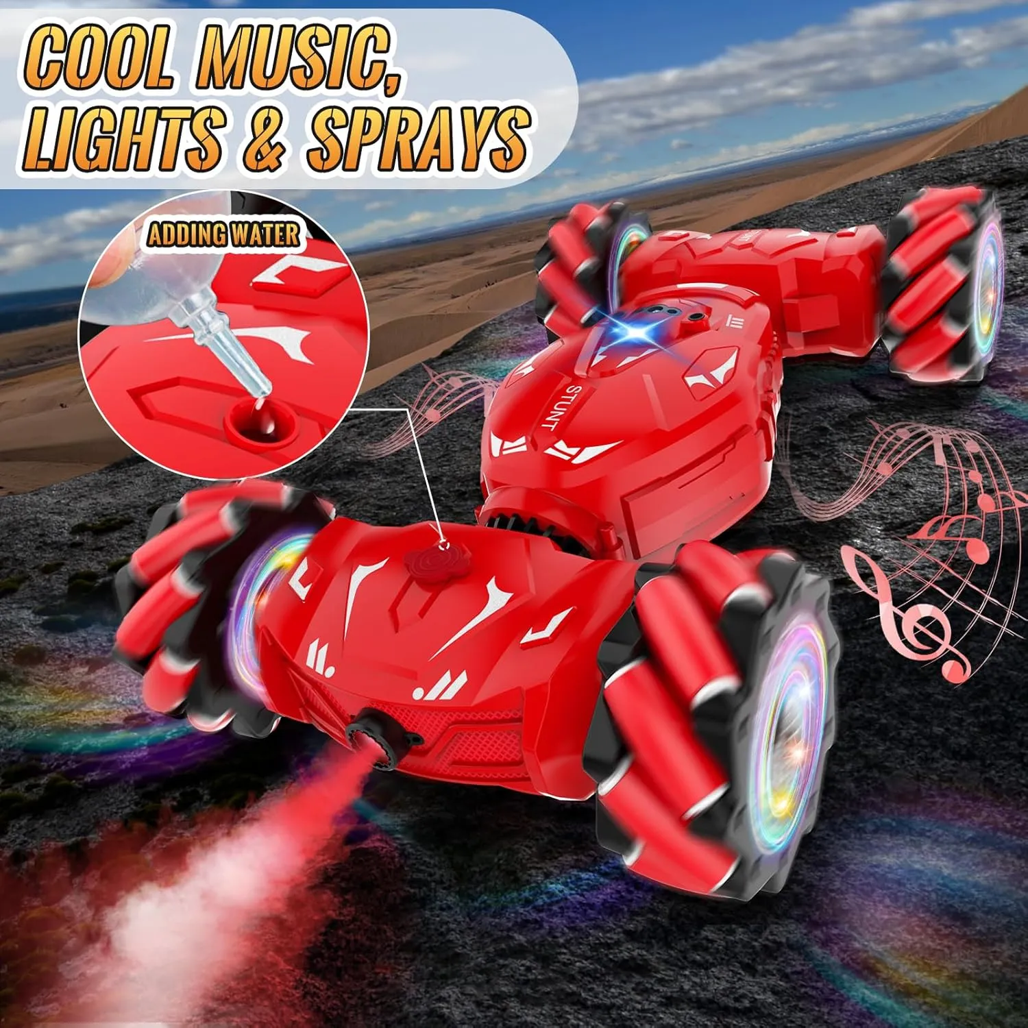 with Spray Lights Music 360�� nearness hammer Rotation 4WD Off-Road$ Birthday Xmas Gifts for Kids Age 6-12 Pristar RC Stunt Cars$ Gesture Sensing Remote Car Toys for 6-12 Boys Girls$ 2.4Ghz Hand Remote Control Car 
