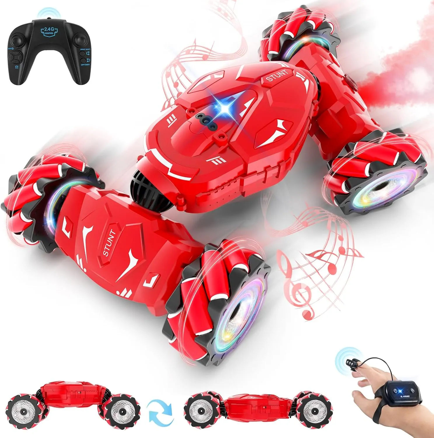 with Spray Lights Music 360�� nearness hammer Rotation 4WD Off-Road$ Birthday Xmas Gifts for Kids Age 6-12 Pristar RC Stunt Cars$ Gesture Sensing Remote Car Toys for 6-12 Boys Girls$ 2.4Ghz Hand Remote Control Car 