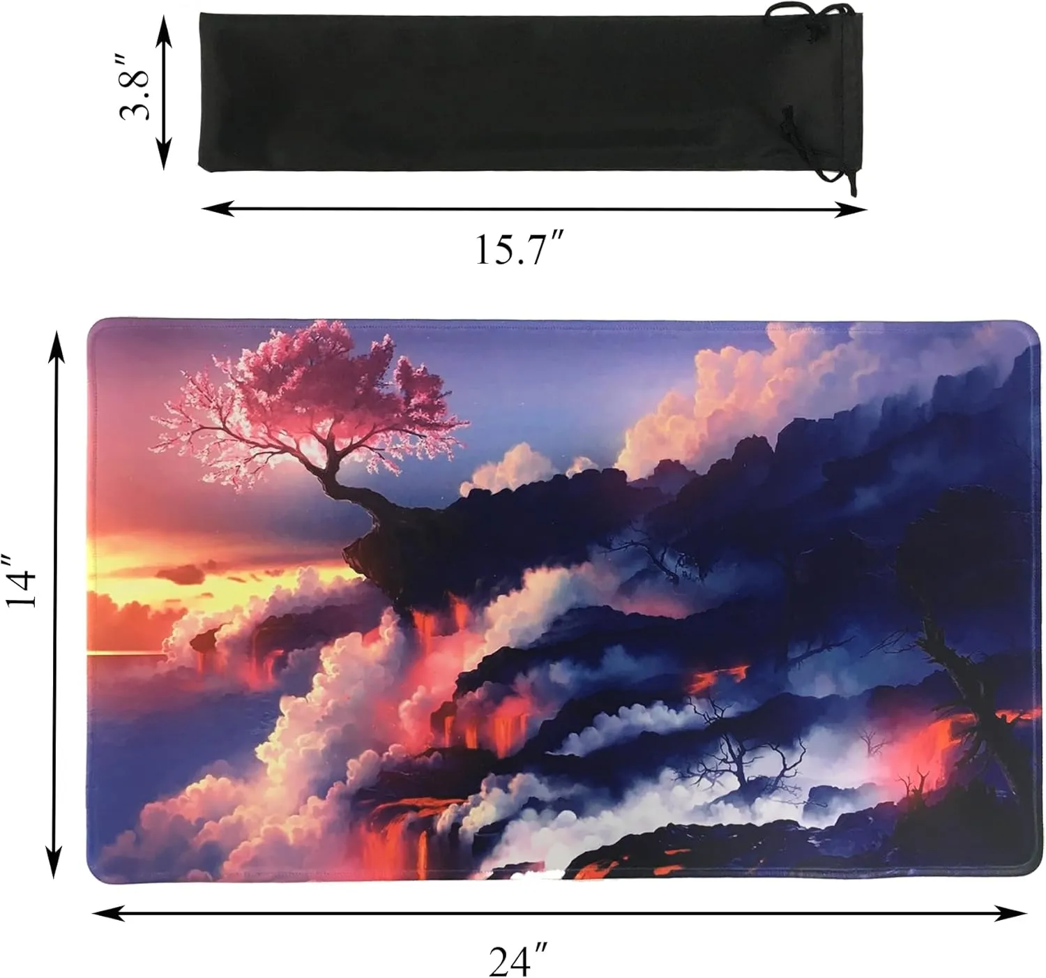 with Storage Bag, coil experimental Non-Slip Rubber Compatible for TCG CCG, Tree Playmat for MTG 24 x 14 Inches, Trading Card Game Playmats 