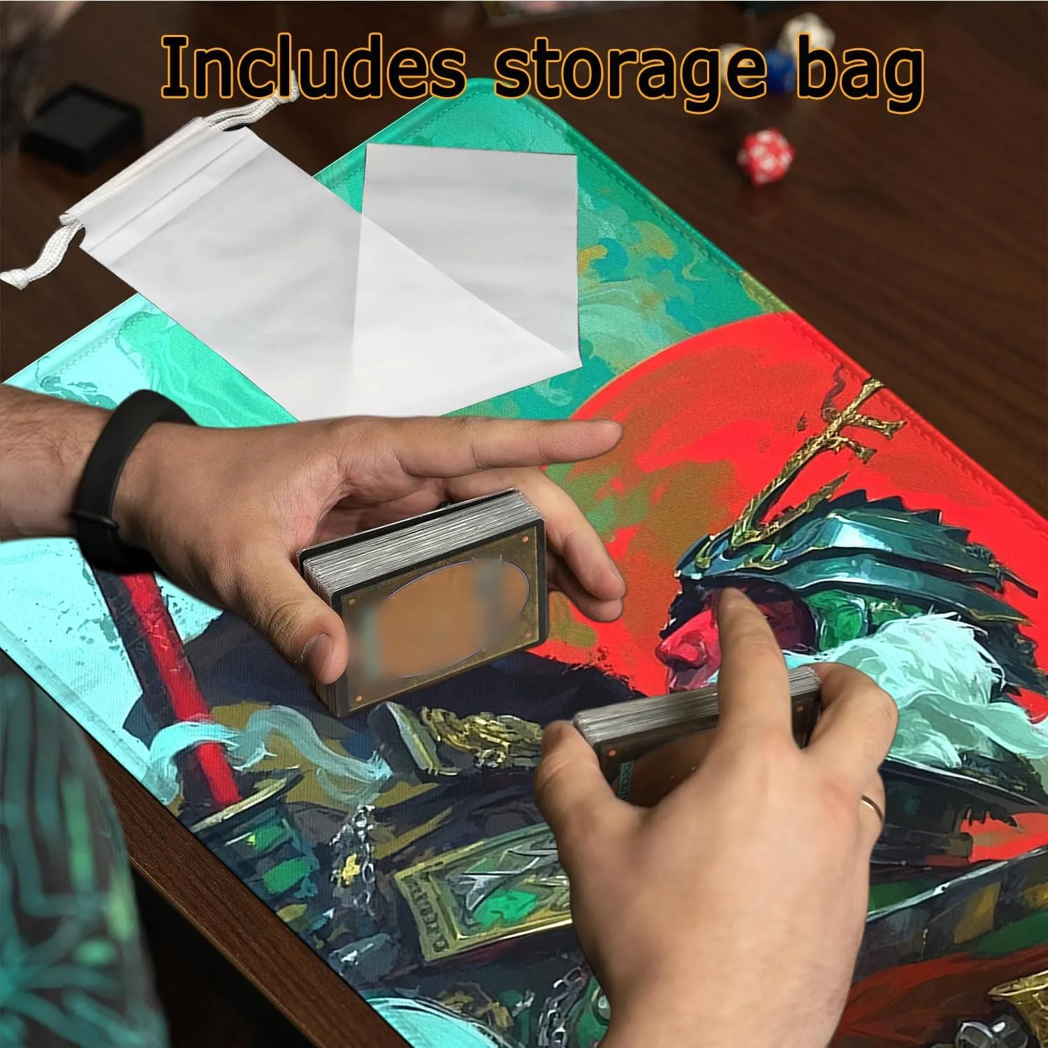 with Storage Bag Thickened 3mm MTG MATS Stitched Edges, 24" eject proportion sixteenth amass x 14" MTG Playmats for MTG TCG Trading Card Smooth Rubber Surface Anti-Slip Mouse Pad 