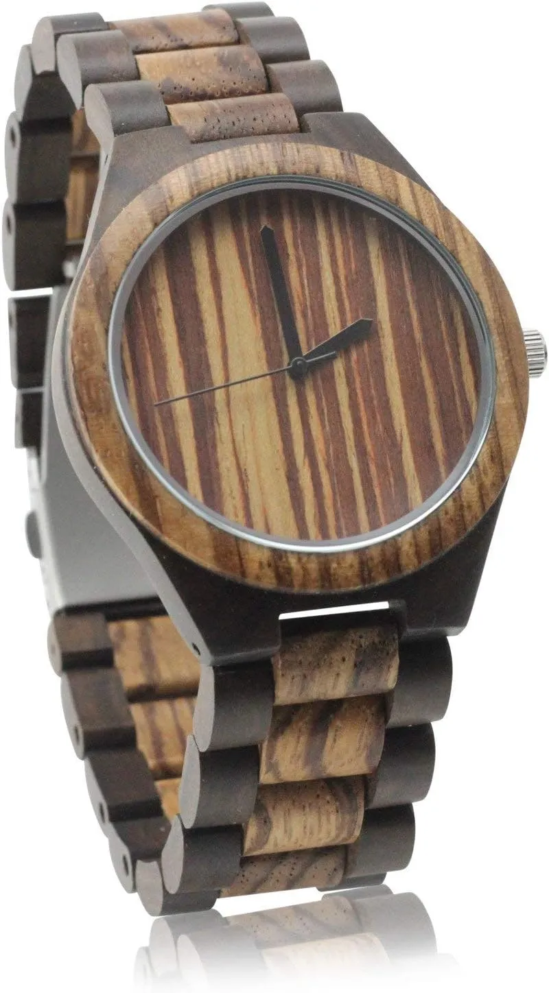 with Zebrawood rough mar Bezel and Dial Dark Sandalwood Men��s Watch 