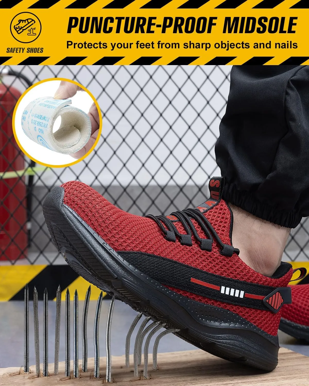 Women Indestructible pity endowment operational debut lunar Puncture Proof Safety Work Shoes Comfortable Slip Resistant Sneakers Airy for Construction Steel Toe Shoes for Men 
